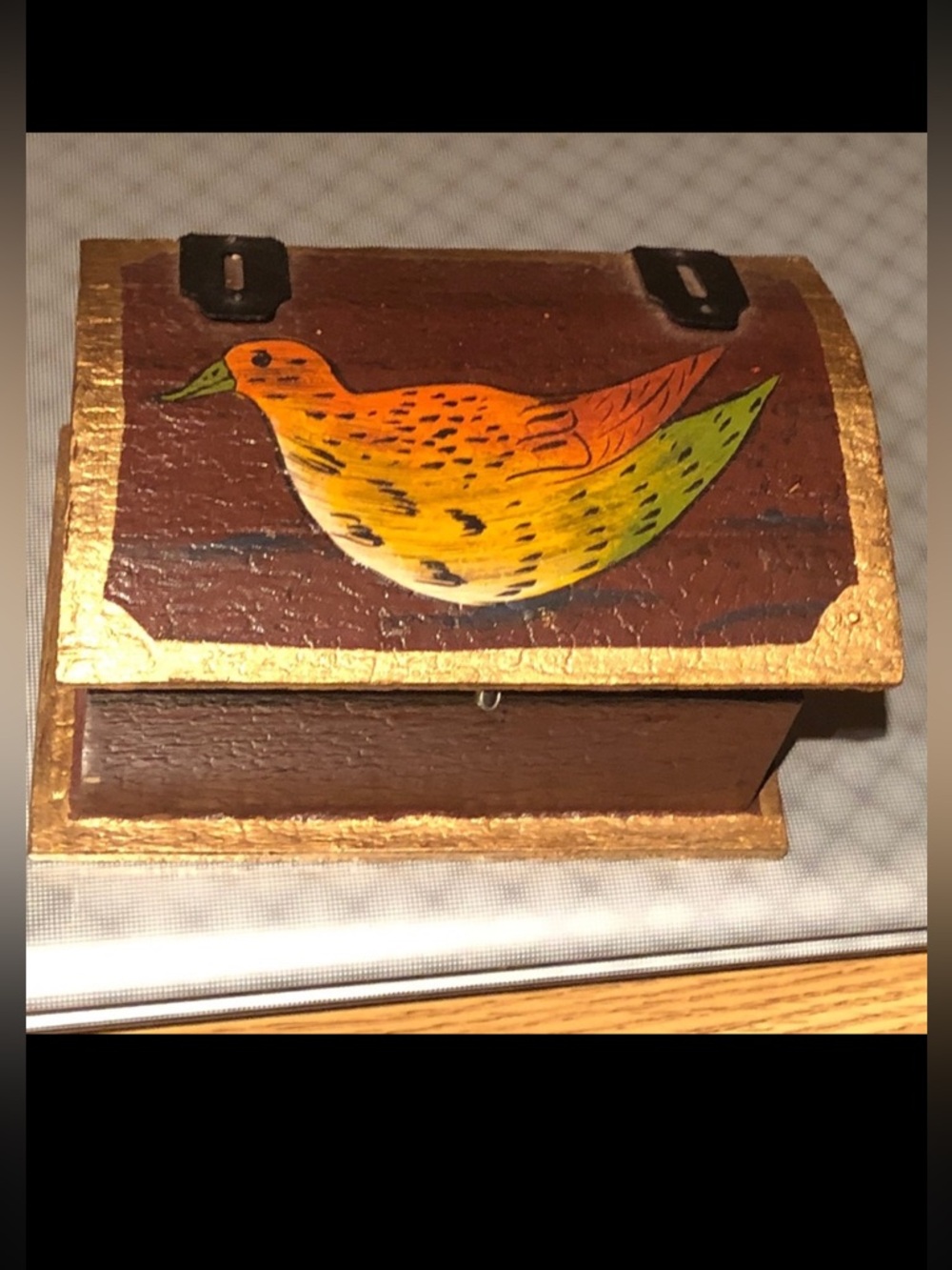 Hand Painted wood jewelry box memory Keepsake chest NWOT